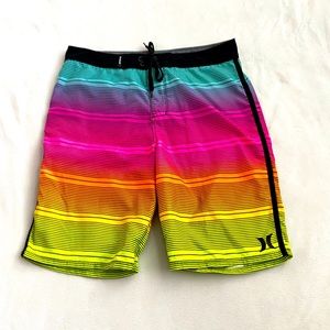 Hurley Neon Black Stripe Swim Trunks